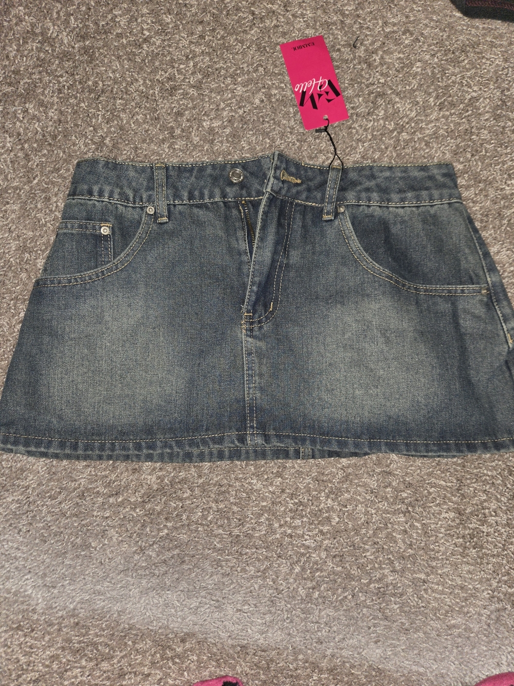 Denim Mini Skirt in Dark Blue - Women